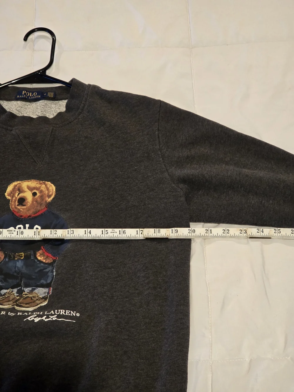 Polo by Ralph Lauren Charcoal Crewneck Sweatshirt with Polo Bear Graphic